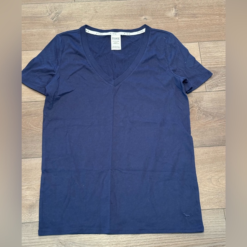 PINK Victoria's Secret Deep Blue V-Neck Tee